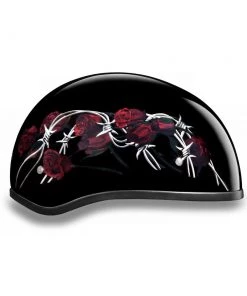 Daytona Helmets D6-BRO ‘Skull Cap’ Barbed Roses Half Face Helmet
