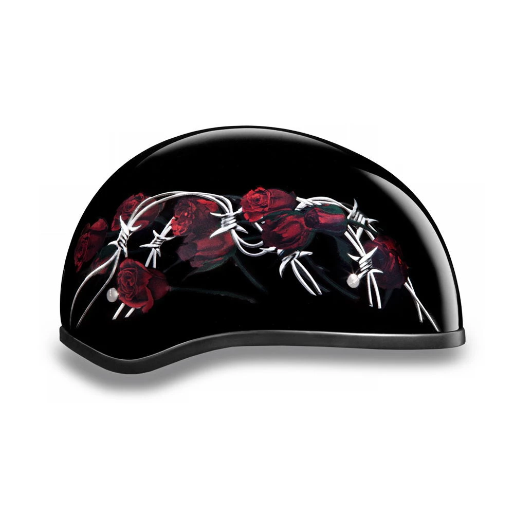 Daytona Helmets D6-BRO ‘Skull Cap’ Barbed Roses Half Face Helmet
