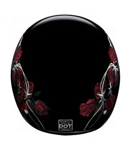 Daytona Helmets D6-BRO ‘Skull Cap’ Barbed Roses Half Face Helmet