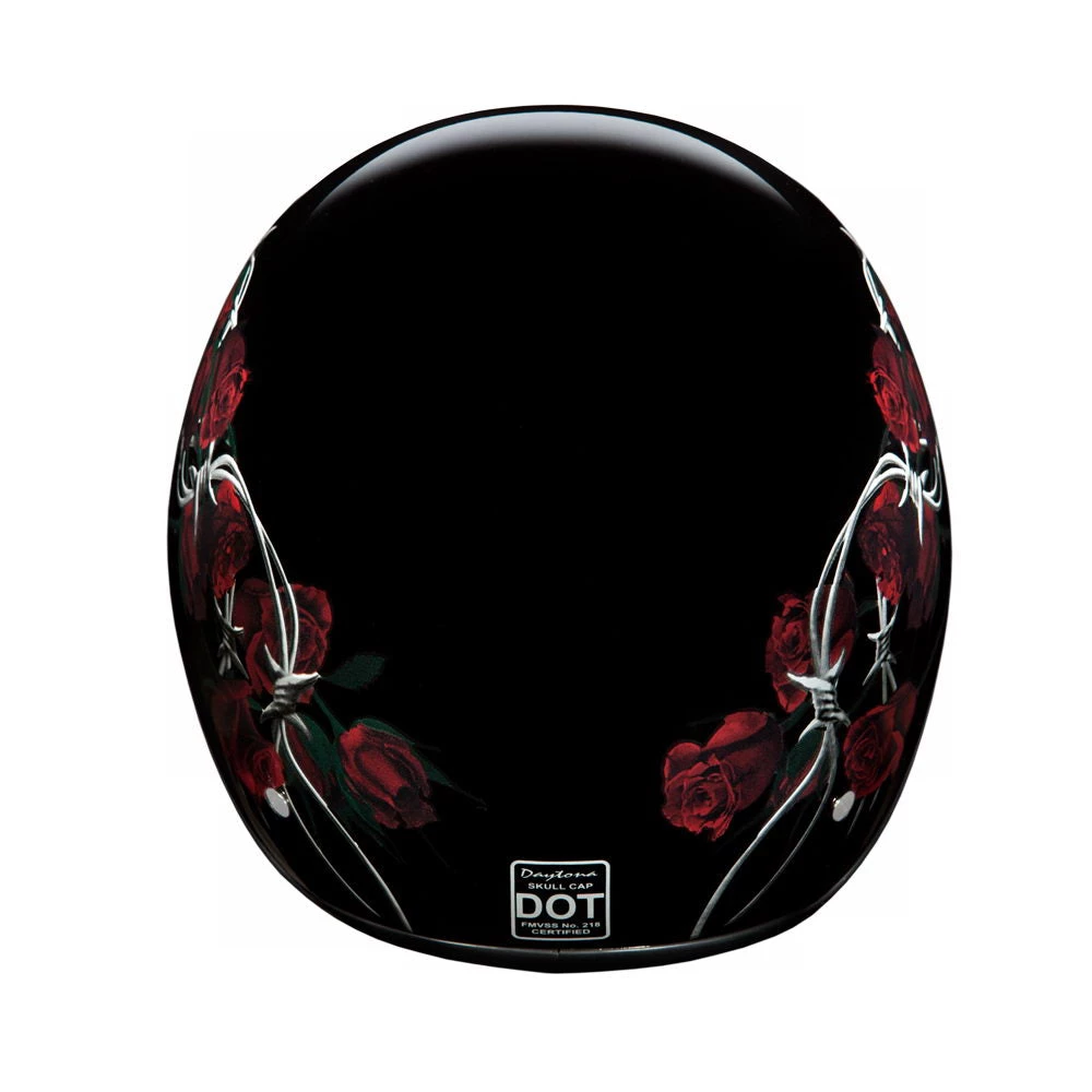 Daytona Helmets D6-BRO ‘Skull Cap’ Barbed Roses Half Face Helmet