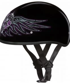 Riding Gear Daytona Helmets D6-BWH ‘Skull Cap’ Barbed Wire Heart Half Face Helmet