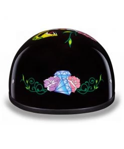 Daytona Helmets D6-DS ‘Skull Cap’ Diamond Skull Half Face Helmet