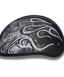 Daytona Helmets D6-FG ‘Skull Cap’ With Grey Flames Half Face Helmet Riding Gear
