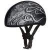Daytona Helmets D6-FG ‘Skull Cap’ With Grey Flames Half Face Helmet Riding Gear