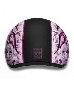 Daytona Helmets D6-FP ‘Skull Cap’ With Pink Flames Half Face Helmet