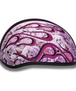 Daytona Helmets D6-FP ‘Skull Cap’ With Pink Flames Half Face Helmet