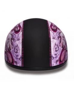 Daytona Helmets D6-FP ‘Skull Cap’ With Pink Flames Half Face Helmet