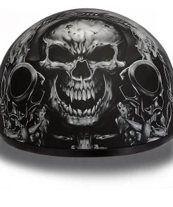 Daytona Helmets D6-G ‘Skull Cap’ With Skull And Guns Half Face Helmet Riding Gear