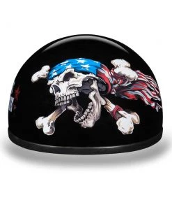 Daytona Helmets D6-P ‘Skull Cap’ With Patriot Skull Half Face Helmet