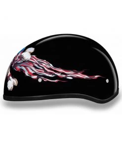 Daytona Helmets D6-P ‘Skull Cap’ With Patriot Skull Half Face Helmet