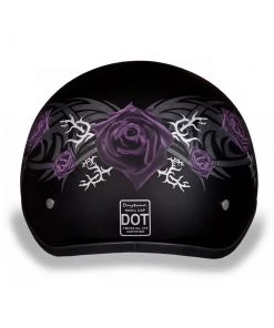 Daytona Helmets D6-PR ‘Skull Cap’ With Purple Roses Half Face Helmet Riding Gear