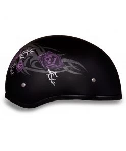 Daytona Helmets D6-PR ‘Skull Cap’ With Purple Roses Half Face Helmet Riding Gear