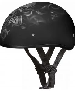 Riding Gear Daytona Helmets D6-PS ‘Skull Cap’ With Piston Skull Half Face Helmet