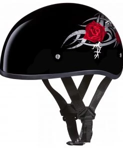 Daytona Helmets D6-R ‘Skull Cap’ With Red Roses Half Face Helmet Riding Gear