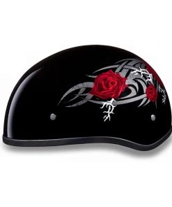 Daytona Helmets D6-R ‘Skull Cap’ With Red Roses Half Face Helmet Riding Gear