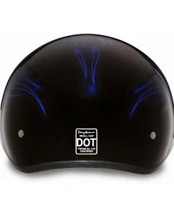 Daytona Helmets D6-SFB ‘Skull Cap’ With Blue Skull Flames Half Face Helmet Riding Gear