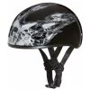 Daytona Helmets D6-SFS ‘Skull Cap’ With Silver Skull Flames Half Face Helmet Riding Gear