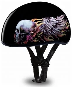 Daytona Helmets D6-SKW ‘Skull Cap’ With Skull Wings Half Face Helmet
