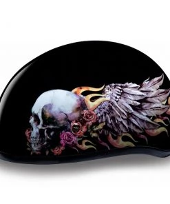 Daytona Helmets D6-SKW ‘Skull Cap’ With Skull Wings Half Face Helmet