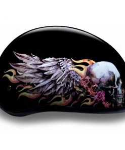Daytona Helmets D6-SKW ‘Skull Cap’ With Skull Wings Half Face Helmet