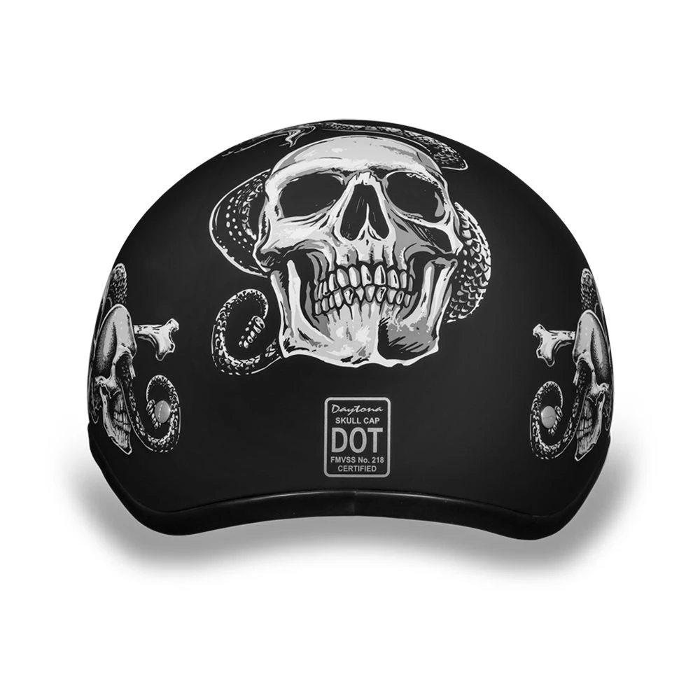 Daytona Helmets D6-SS ‘Skull Cap’ With Snakes And Skulls Half Face Helmet Riding Gear