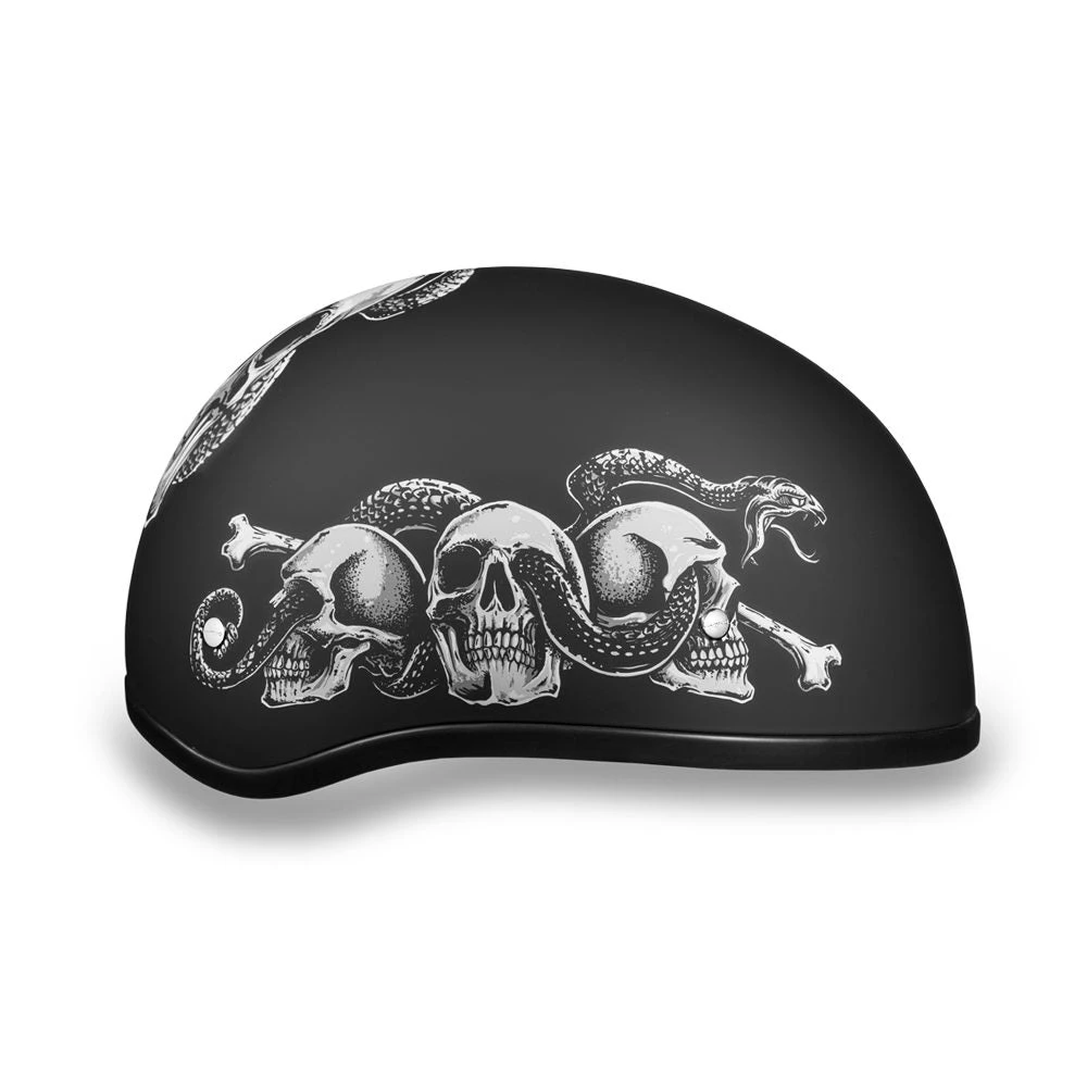 Daytona Helmets D6-SS ‘Skull Cap’ With Snakes And Skulls Half Face Helmet Riding Gear
