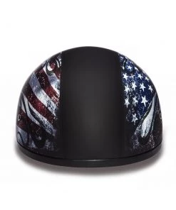 Riding Gear Daytona Helmets D6-USA ‘Skull Cap’ With USA Flag And Eagle Half Face Helmet