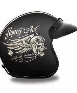 Daytona Helmets DC6-FAC ‘Cruiser’ Flying Aces Dull Black ¾ Open Face Helmet Riding Gear