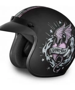 Daytona Helmets DC6-GB ‘Cruiser’ Gone Bad Dull Black ¾ Open Face Helmet Riding Gear