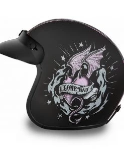 Daytona Helmets DC6-GB ‘Cruiser’ Gone Bad Dull Black ¾ Open Face Helmet Riding Gear