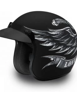 Riding Gear Daytona Helmets DC6-L ‘Cruiser’ Love It Dull Black ¾ Open Face Helmet