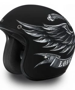 Riding Gear Daytona Helmets DC6-L ‘Cruiser’ Love It Dull Black ¾ Open Face Helmet