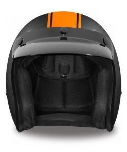 Riding Gear Daytona Helmets DC6-O ‘Cruiser’ Dull Black With Orange Pin Stripe ¾ Open Face Helmet