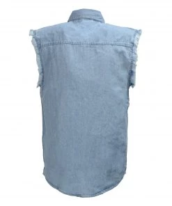 Milwaukee Leather DM1001 Men's Blue Lightweight Sleeveless Denim Shirt
