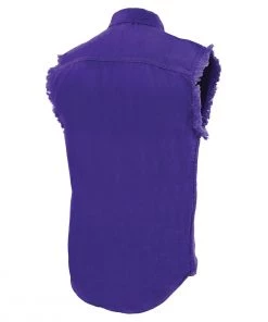 Milwaukee Leather DM1006 Men's Purple Lightweight Sleeveless Denim Shirt