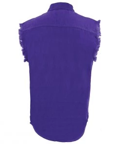 Milwaukee Leather DM1006 Men's Purple Lightweight Sleeveless Denim Shirt