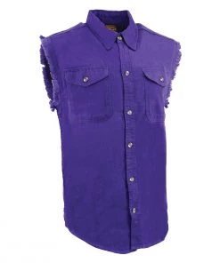 Milwaukee Leather DM1006 Men's Purple Lightweight Sleeveless Denim Shirt