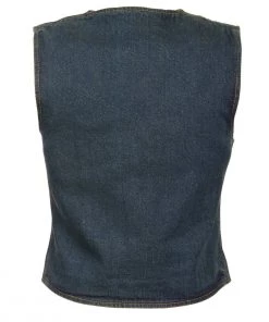 Milwaukee Leather DM1246 Women's Blue Denim Vest With V-Neck Collar Motorcycle Vests