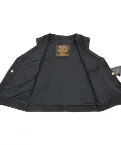 Motorcycle Vests Milwaukee Leather DM1246 Women's Black Denim Vest With V-Neck Collar