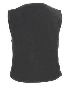 Motorcycle Vests Milwaukee Leather DM1246 Women's Black Denim Vest With V-Neck Collar