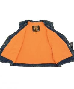 Milwaukee Leather DM1246 Women's Blue Denim Vest With V-Neck Collar Motorcycle Vests