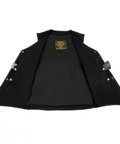 Motorcycle Vests Milwaukee Leather DM1310 Men's Black Denim Classic Snap Front Biker Vest