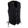 Motorcycle Vests Milwaukee Leather DM1315 Men's Black Denim Classic Side Lace Snap Front Vest