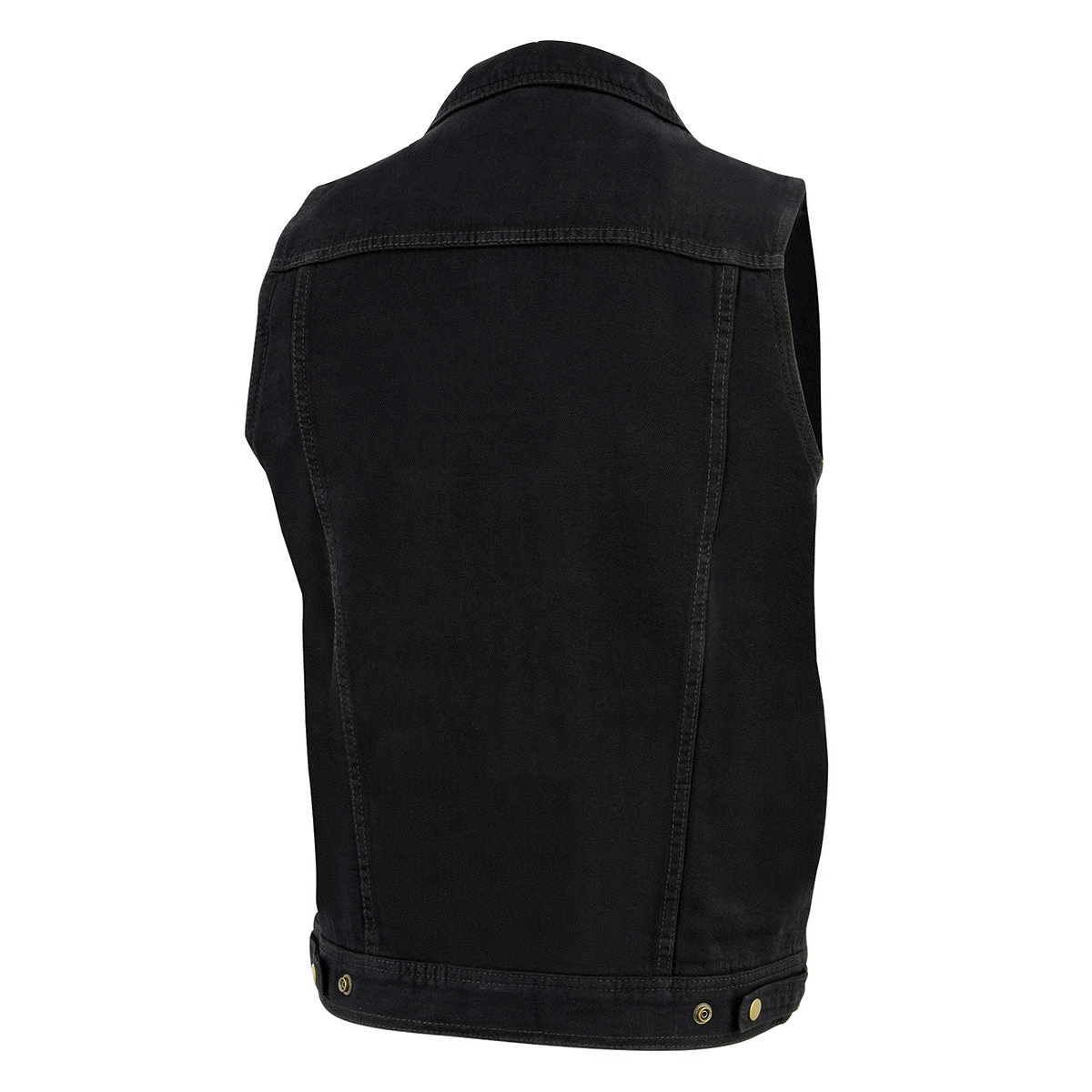 Milwaukee Leather DM1331 Men's Black Snap Front Denim Vest With Shirt Style Collar Motorcycle Vests
