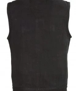 Biker's Edge DM1937 Men's Black Snap Front Denim Club Vest