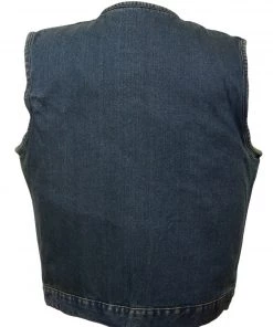 Biker's Edge DM1937 Men's Blue Snap Front Denim Club Vest Motorcycle Vests