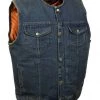 Biker's Edge DM1937 Men's Blue Snap Front Denim Club Vest Motorcycle Vests