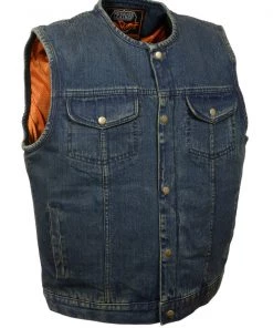Biker's Edge DM1937 Men's Blue Snap Front Denim Club Vest Motorcycle Vests