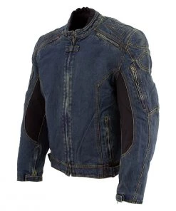 Biker's Edge Bikers Edge DM1991 Men's Blue ‘Armored And Vented’ Denim Racing Jacket Motorcycle Jackets