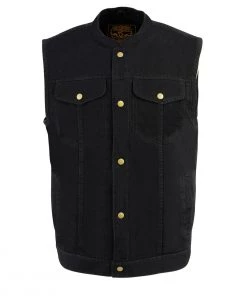 Milwaukee Leather DM2238 Men's Black Denim Snap Front Club Style Vest
